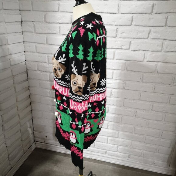 Happy Holidays Urban Heritage Ladies Size Large Bah Humbug Festive Sweater - Picture 9 of 12